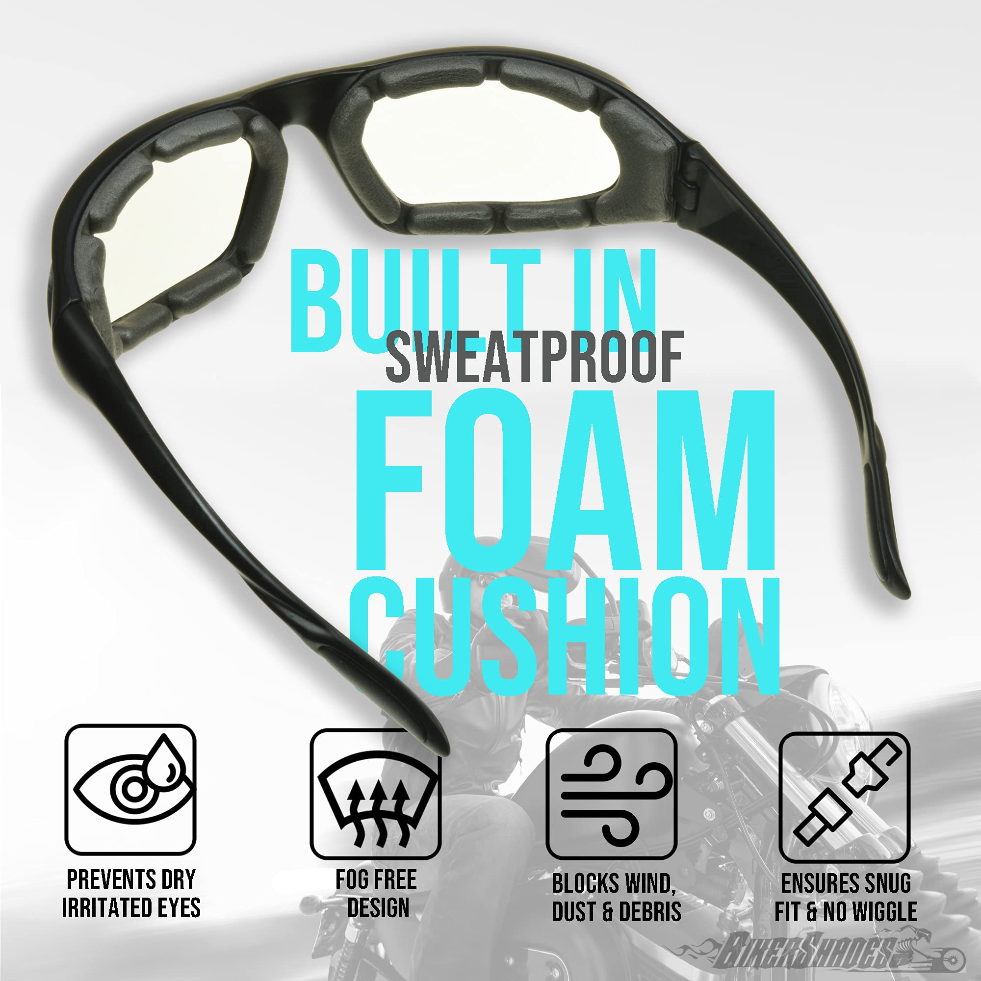 Bikershades Women Motorcycle Biker Foam Padded Wind Blocking Dust UV Protection with Rhinestone Bling - Image 4