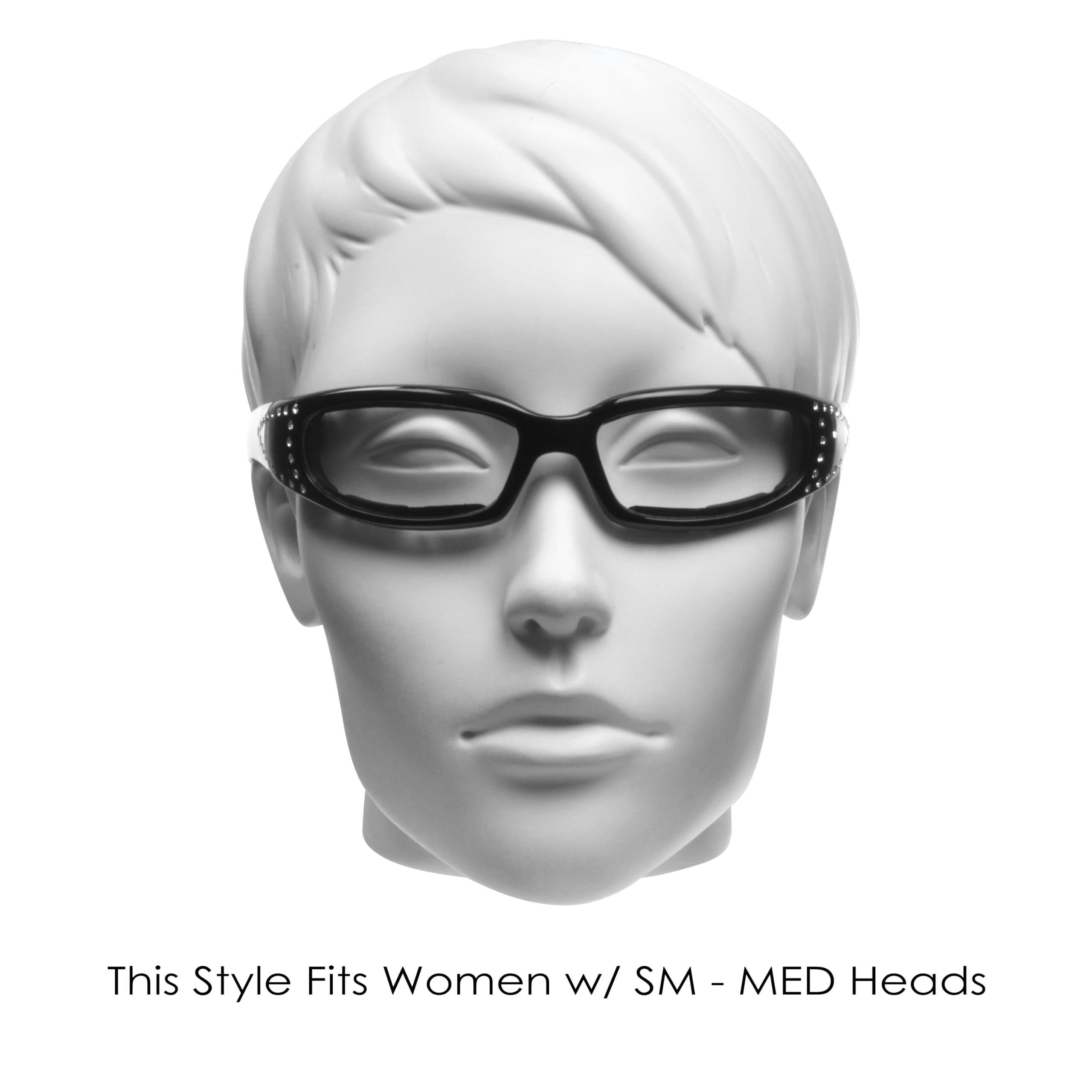 Bikershades Women Motorcycle Biker Foam Padded Wind Blocking Dust UV Protection with Rhinestone Bling - Image 3