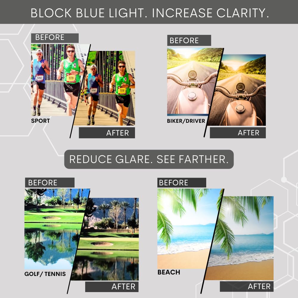 proSPORT Blue Light Blocking Sunglasses – HD Copper Amber Metal Aviator Reduce Eye Strain Better Sleep - Image 5