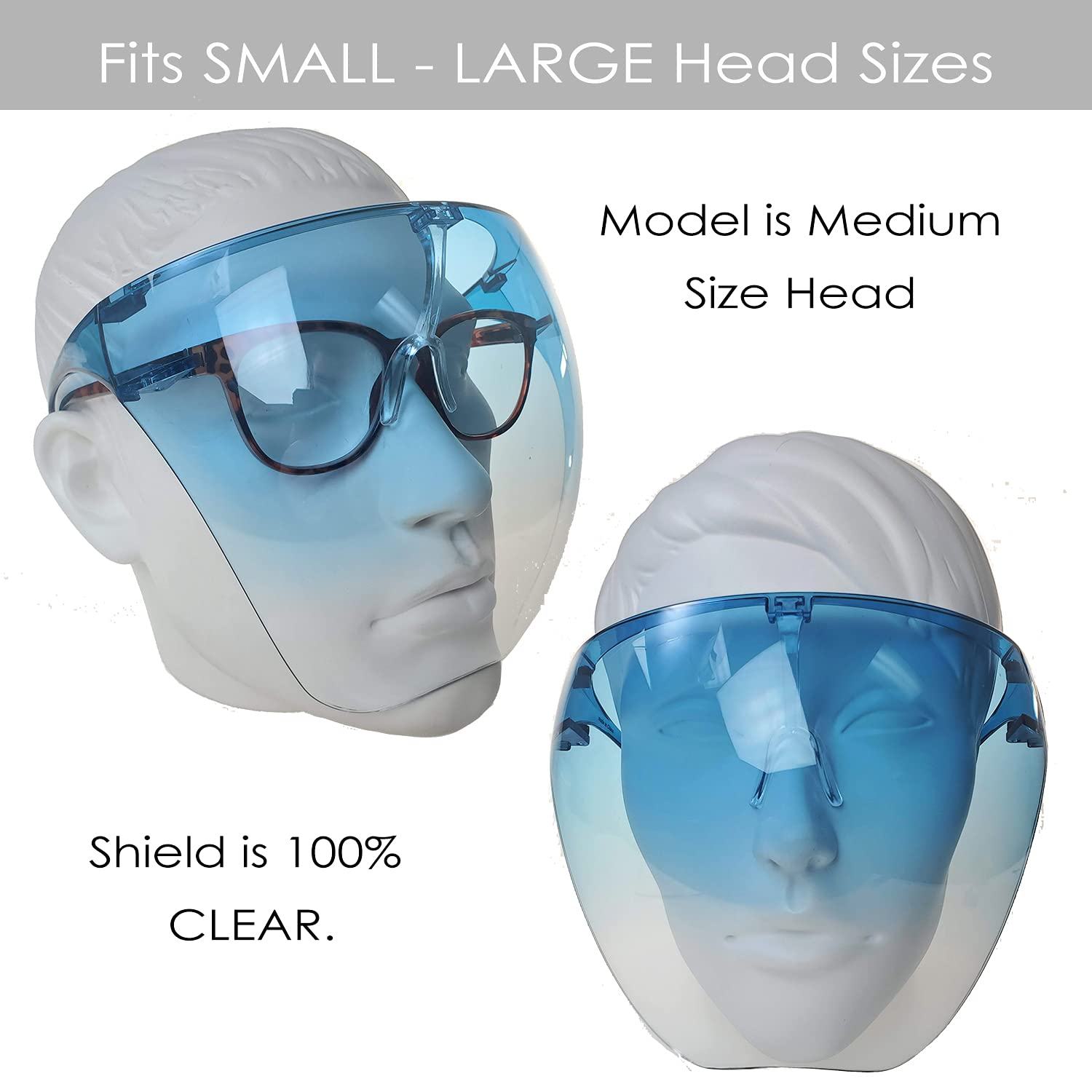 proSPORT Face Shield One Piece Glasses Full Face Protection Against Splash Spray Clear Transparent Covers Eyes Nose Mouth - Image 5