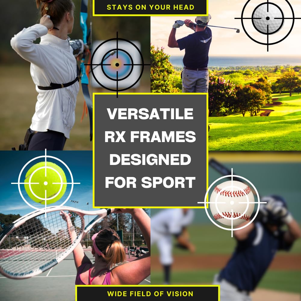 proSPORT Rectangular Prescription Eyewear Frame TR90 Sports Men Women Youth Pickleball Golf Replaceable Prescription Lens - Image 4