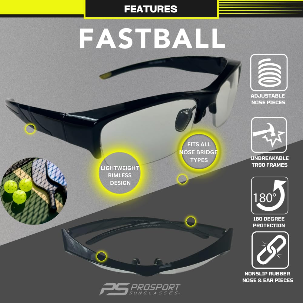 proSPORT Rectangular Prescription Eyewear Frame TR90 Sports Men Women Youth Pickleball Golf Replaceable Prescription Lens - Image 5