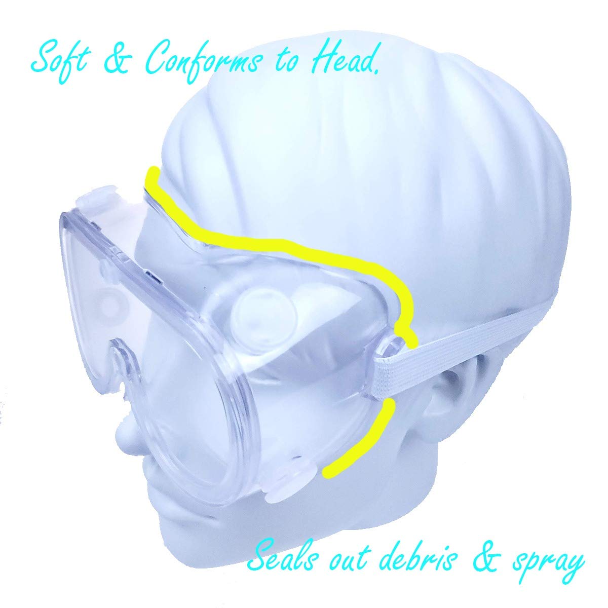 proSPORT Safety Protective Goggles for Eye Protection Cover Over Glasses Splash Resistant Fog Proof Sealed Elastic Strap - Image 4