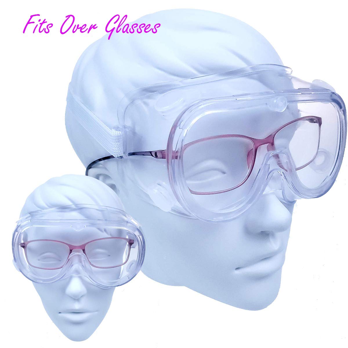 proSPORT Safety Protective Goggles for Eye Protection Cover Over Glasses Splash Resistant Fog Proof Sealed Elastic Strap - Image 6