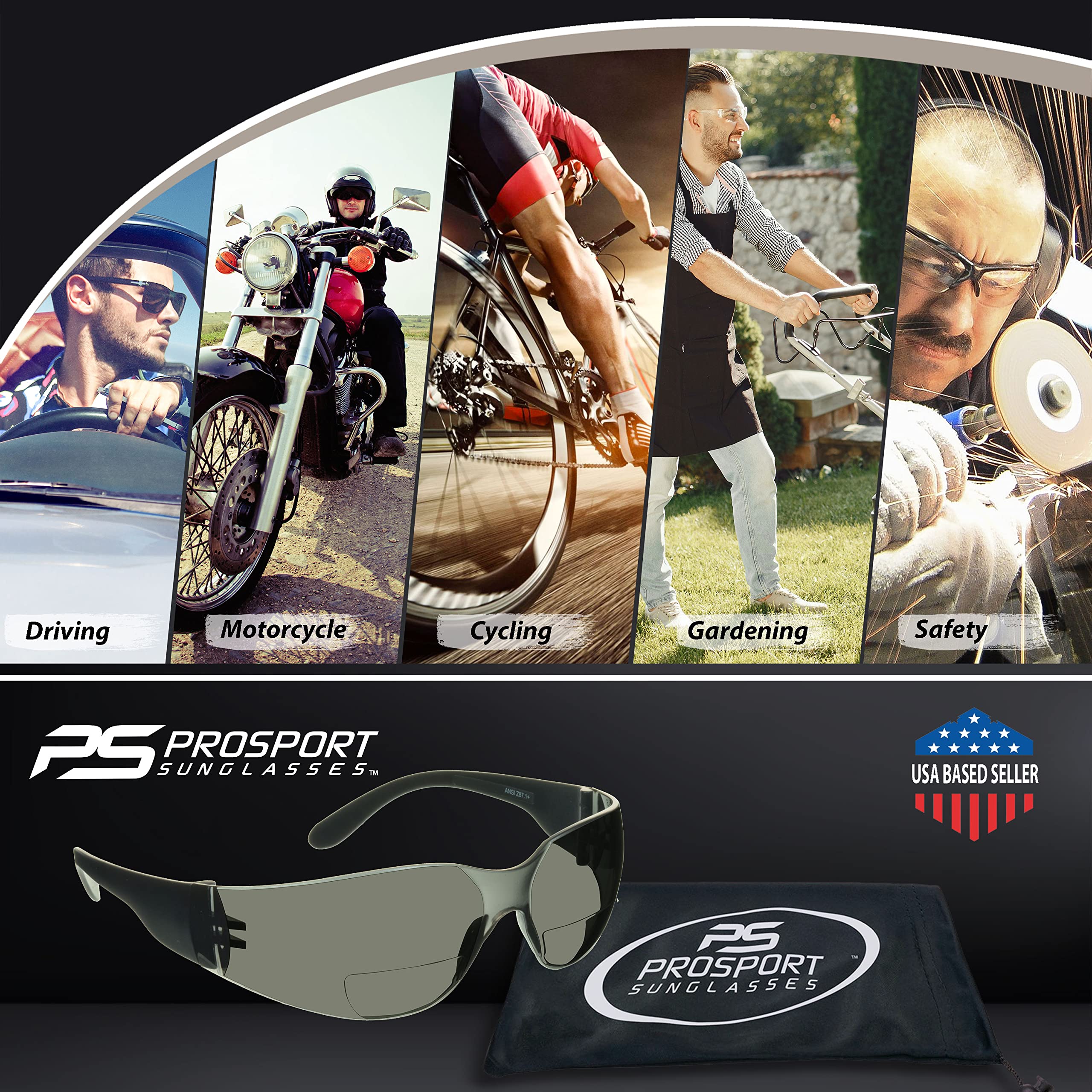 proSPORT Safety Rated Bifocal Sun Glasses Reader ANSI Z87 Lightweight Rimless Sporty Outdoor Indoor - Image 5