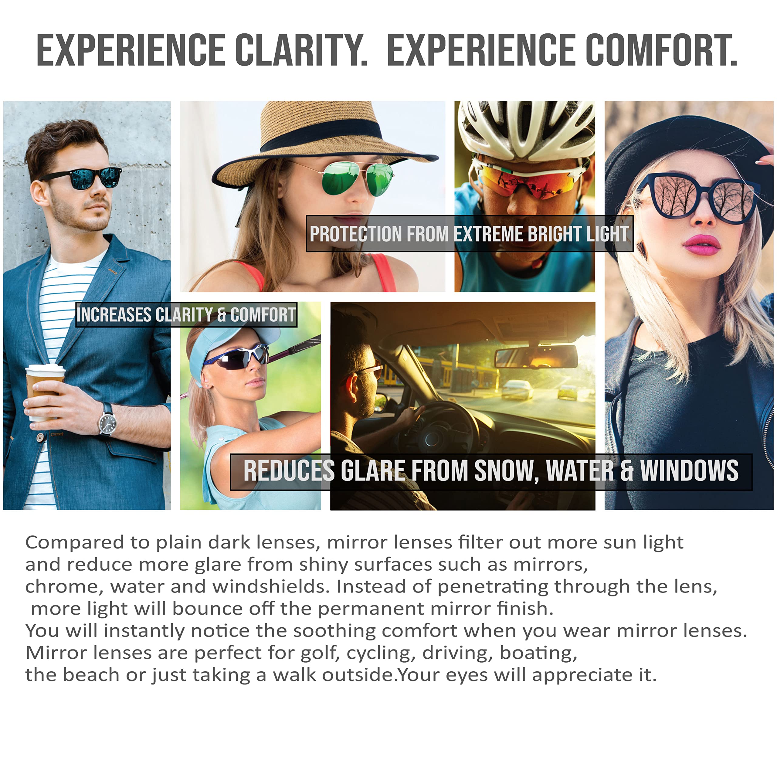 proSPORT Rectangle Mirror Sport Sunglasses Anti-Glare for Men Women Cycling Hiking Driving - Image 5