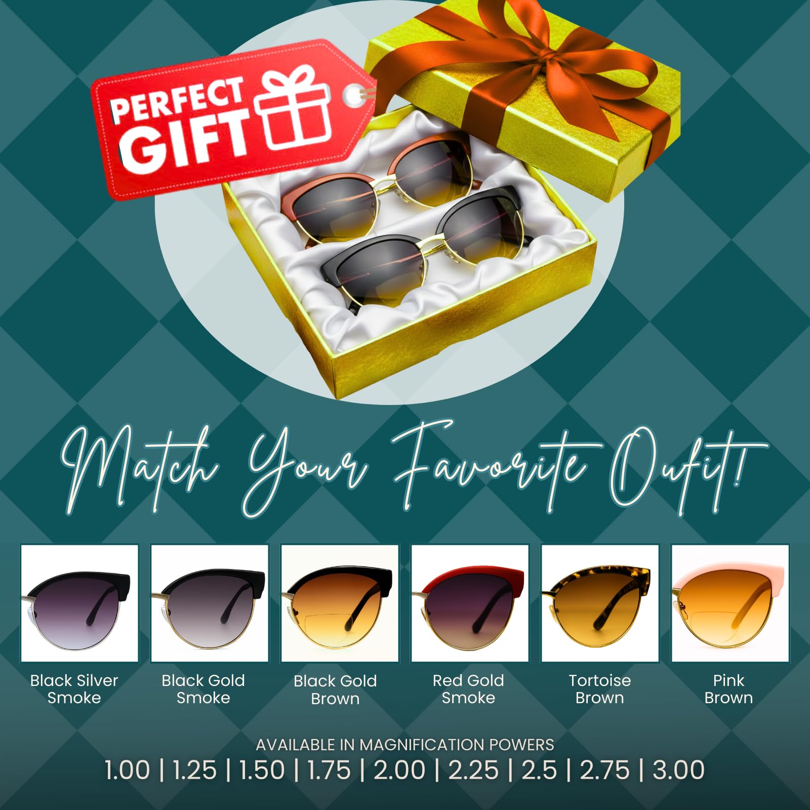 proSPORT Women’s Bifocal Reading Sunglasses – Cateye Frame, UV400 Protection, Gradient Lens, Lightweight Half Rim Readers - Image 7