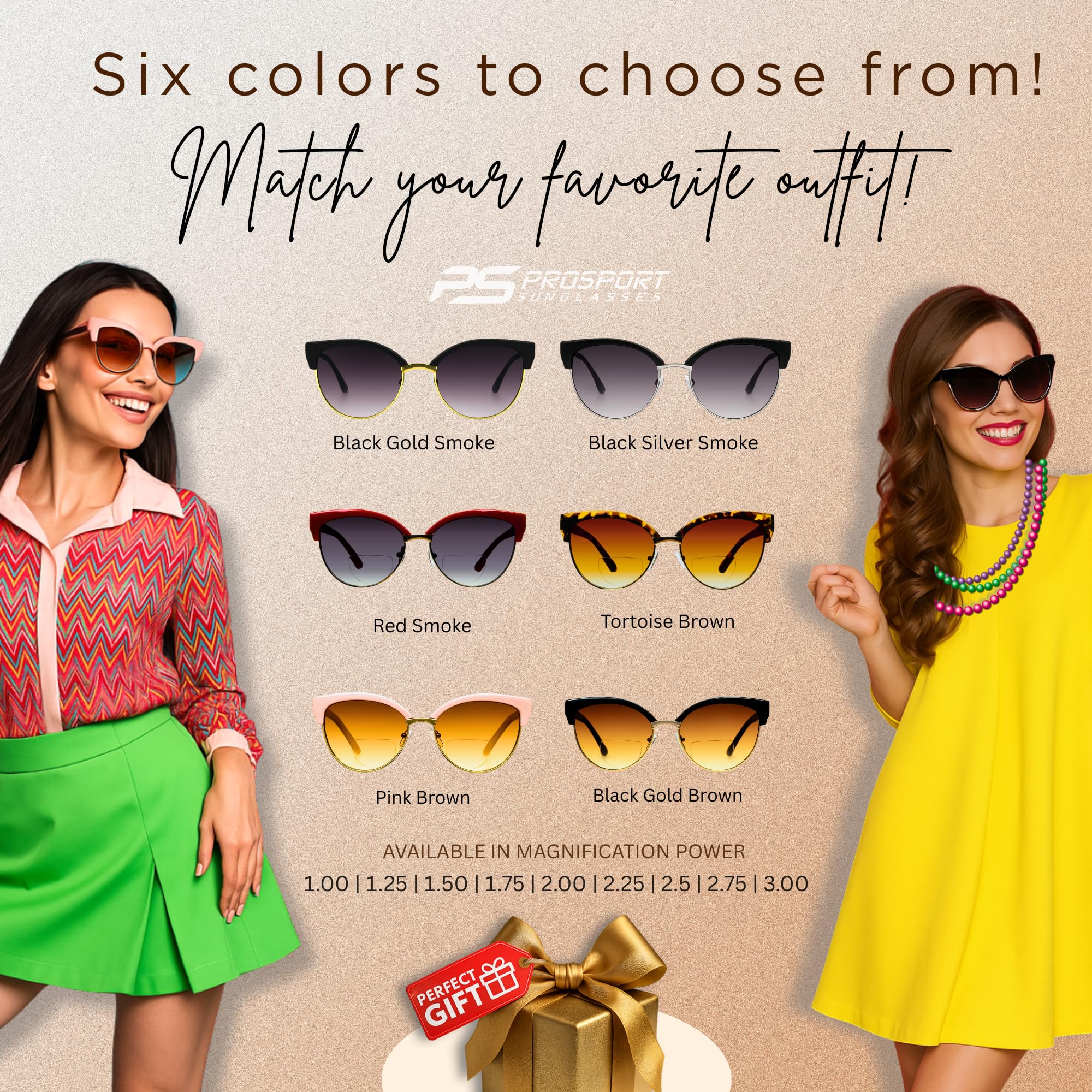 proSPORT Women’s Bifocal Reading Sunglasses – Cateye Frame, UV400 Protection, Gradient Lens, Lightweight Half Rim Readers - Image 8